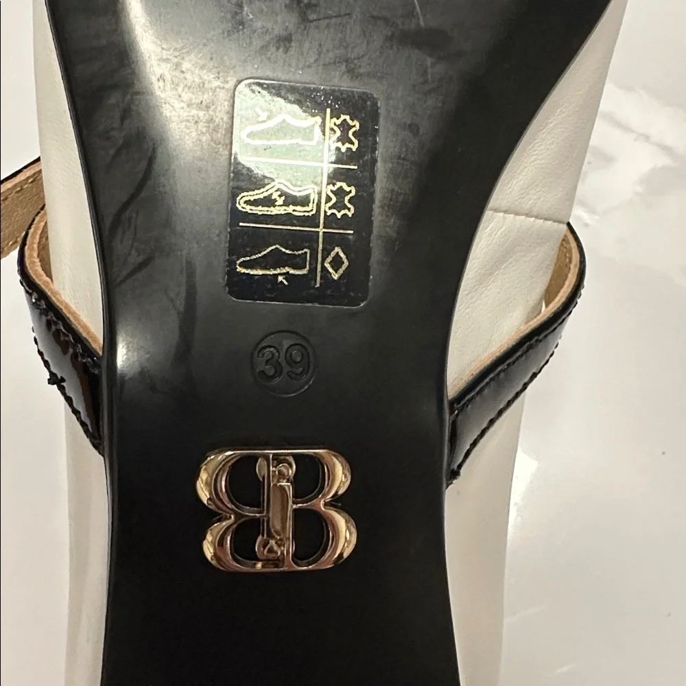Beautiisoles Maya Pointed Toe Flat White Black Straps Women's 39
